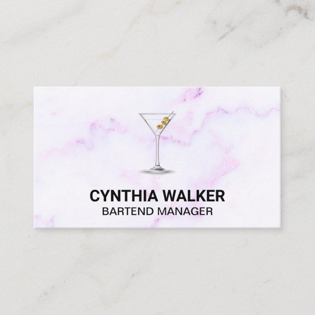 Martini Glass | Colorful Marble Business Card (Front)