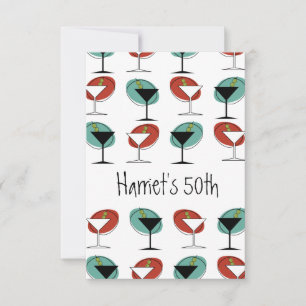 Martini glass design birthday or party invitation