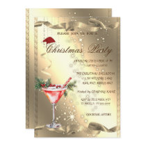 Martini Glass Gold Sparkle Corporate Christmas  Invitation