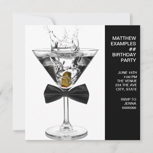 Martini Glass Mans Any Number Birthday Party Custom Invitations