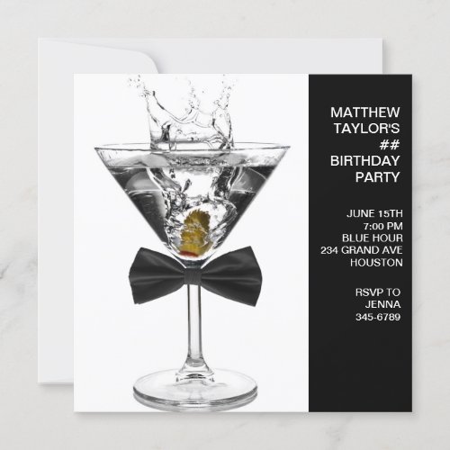 Martini Glass Mans Any Number Birthday Party Personalized Invitation
