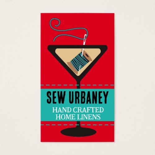 Martini glass needle and thread sewing gift tag business card templates