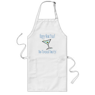 Martini Glass New Years Cocktail Party Bartender's Long Apron