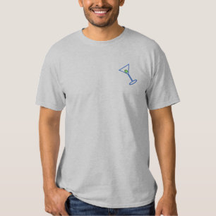 Martini Glass Outline Embroidered T-Shirt