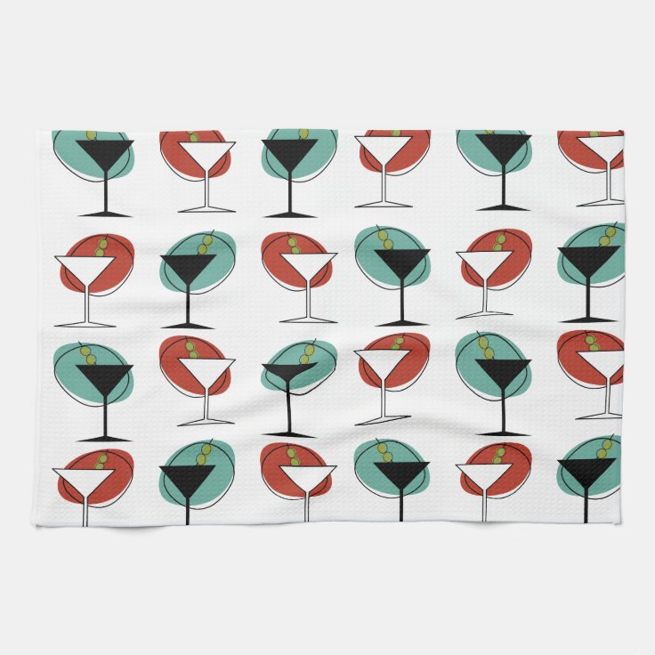 Martini glass pattern kitchen towel Zazzle