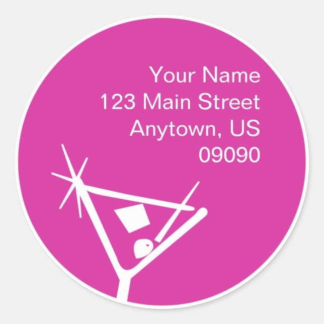 Martini Glass Silhouette Address Label (Raspberry) (Front)