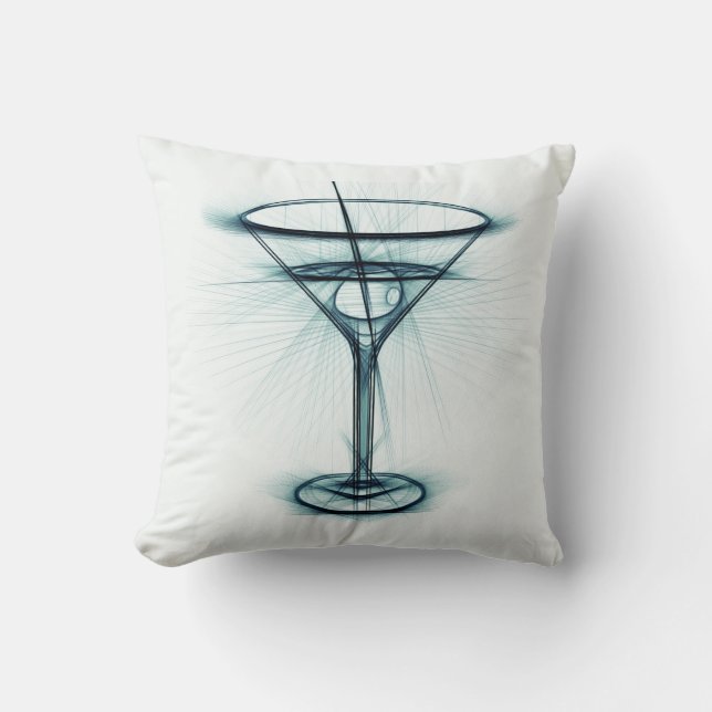 Martini Glass Sketch Throw Pillow (Front)