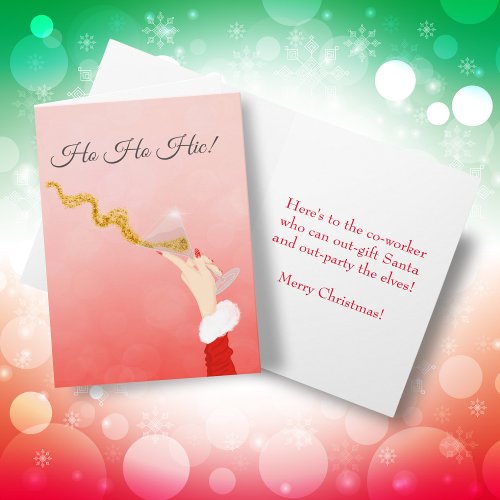 Martini Glass Spilling Christmas Glitter Co Worker Card