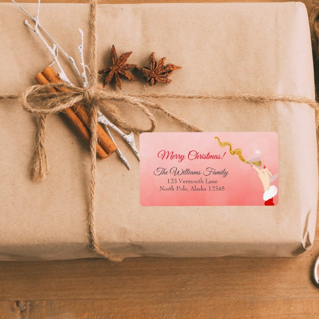 Martini Glass Spilling Christmas Glitter Party Label (Creator Uploaded)