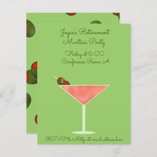 Martini Glass with Olives Invitation