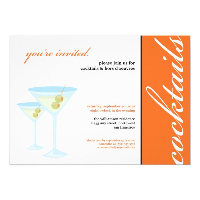 Martini Glasses Cocktail Party Invitation (orange)