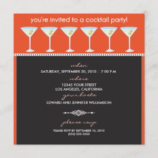Martini Glasses Cocktail Party Invitation (orange)
