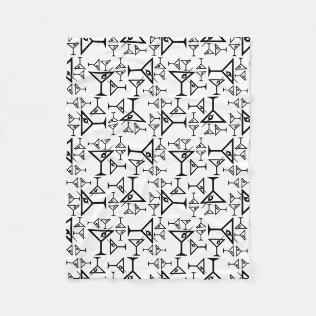 Martini Glasses CUSTOM BACKGROUND COLOR Fleece Blanket (Front)