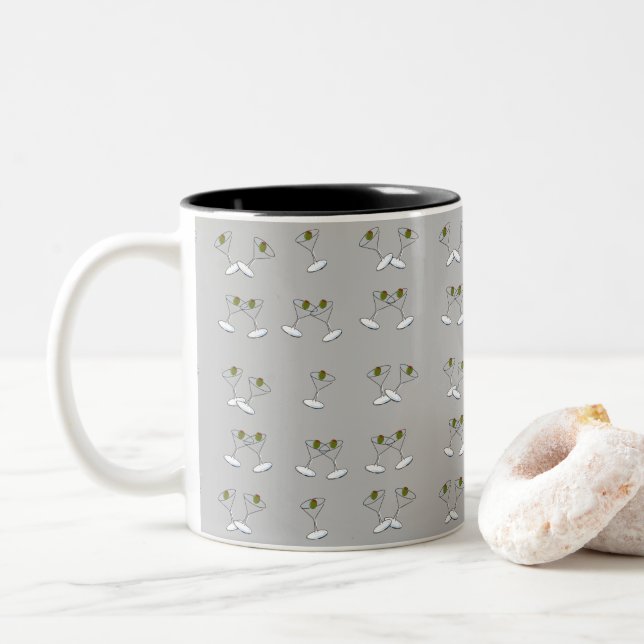 Martini Glasses Gray Black Mug (With Donut)