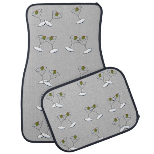 Martini Glasses Gray Car Floor Mat