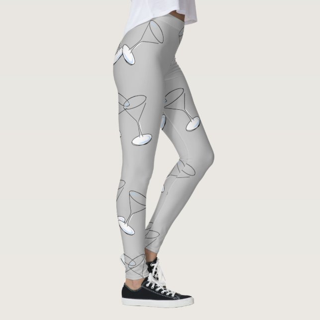 Martini Glasses Gray  Leggings (Right)