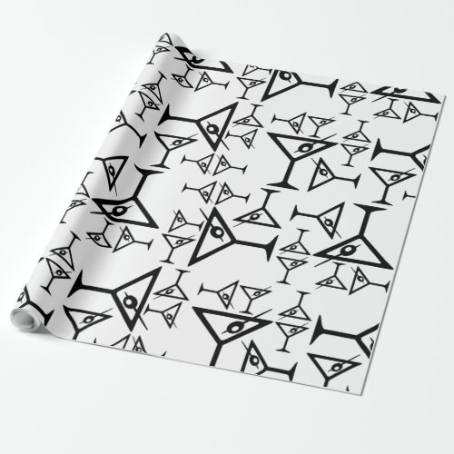 Martini Glasses Pattern CUSTOM BACKGROUND COLOR Wrapping Paper