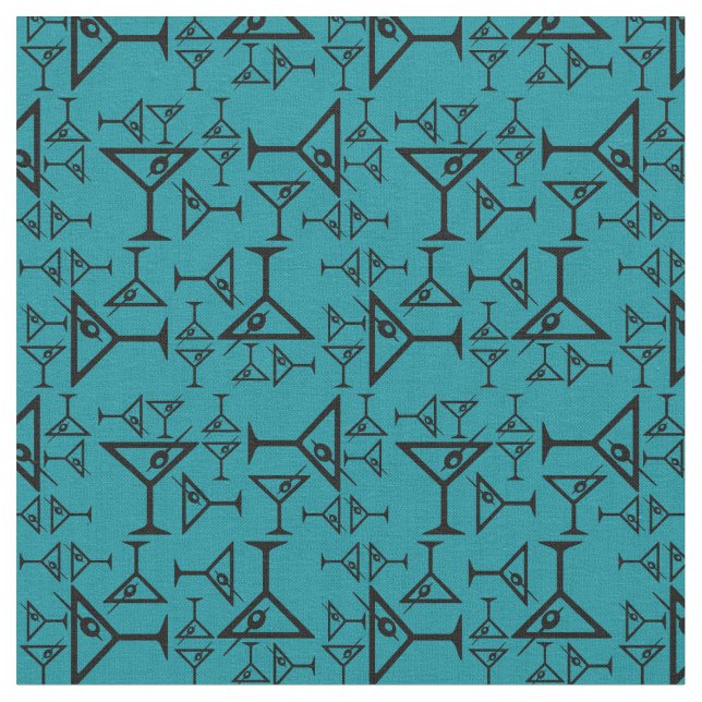 Martini Glasses Retro Cocktail Fabric CUSTOM COLOR (Close Up)