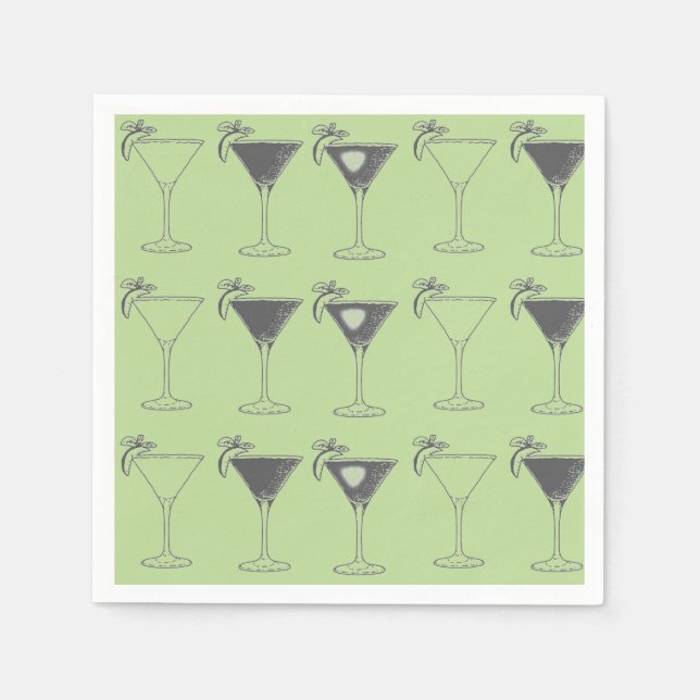 Martini Glasses Sketch Napkins (Front)