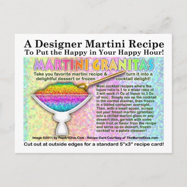 Martini Granitias Recipes Postcard (Front)