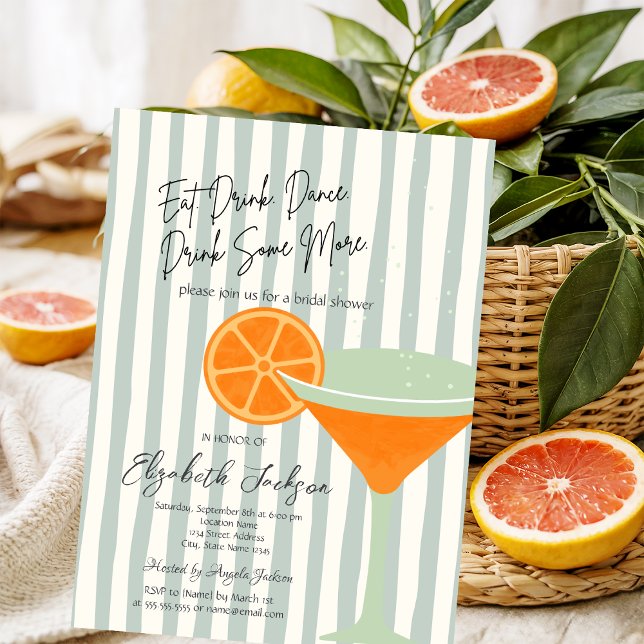 Martini Green Stripes Bridal Shower Invitation (Creator Uploaded)