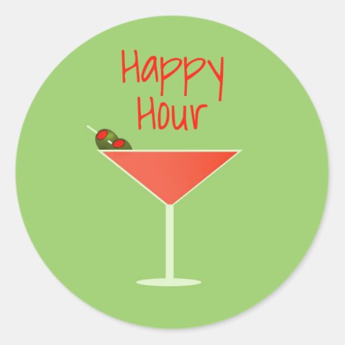 Martini Happy Hour Envelope Seals