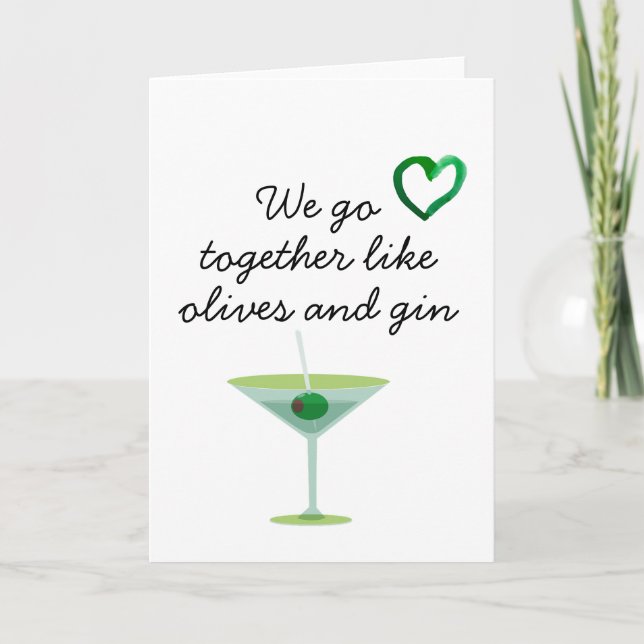 Martini Humor Anniversary Valentine's Day Card (Front)