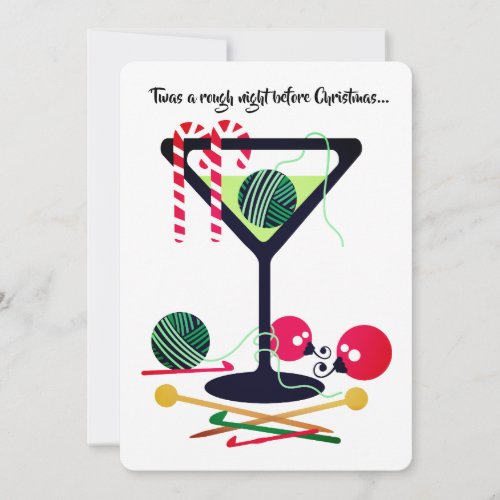 Martini knitting crochet yarn Christmas card