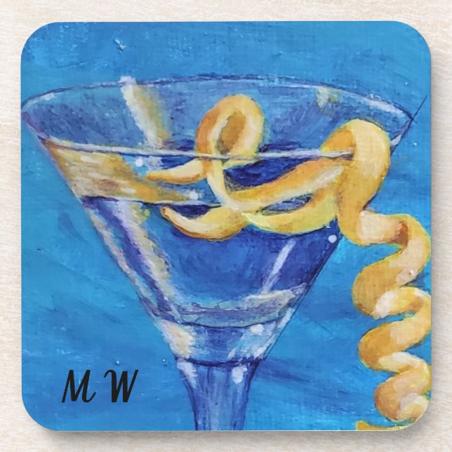 Martini Lemon Twist Beverage Coaster (Front)