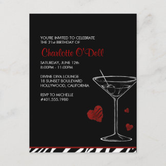 martini | love/ heart; birthday party invitation