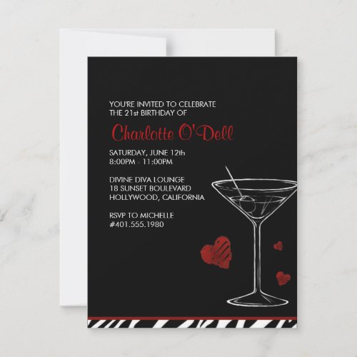 martini | love/ heart; birthday party announcement