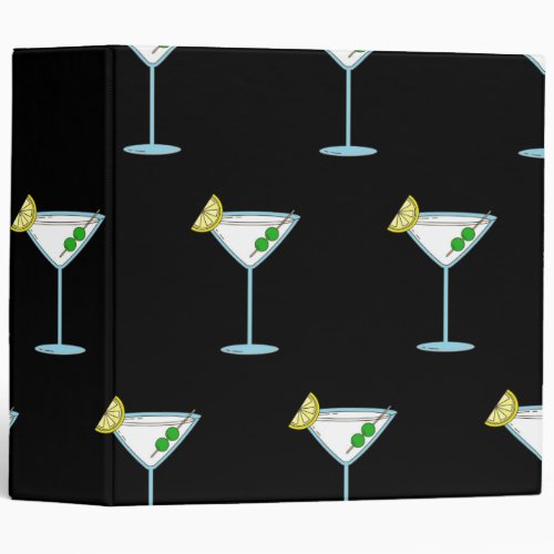 Martini Lovers Cocktail Glass Bartender Alcohol 3 Ring Binder
