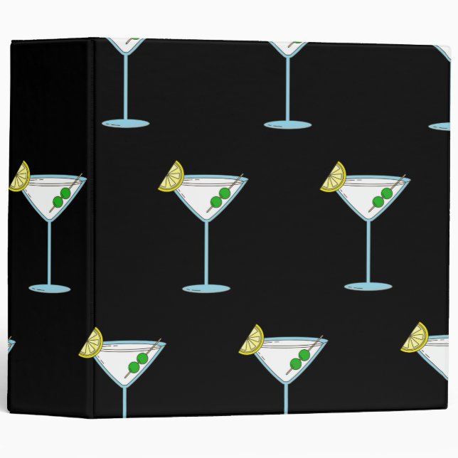 Martini Lovers Cocktail Glass Bartender Alcohol 3 Ring Binder (Front/Spine)