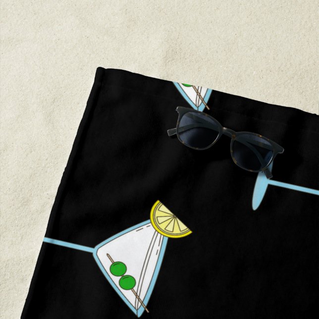 Martini Lovers Cocktail Glass Bartender Alcohol Beach Towel (In Situ)