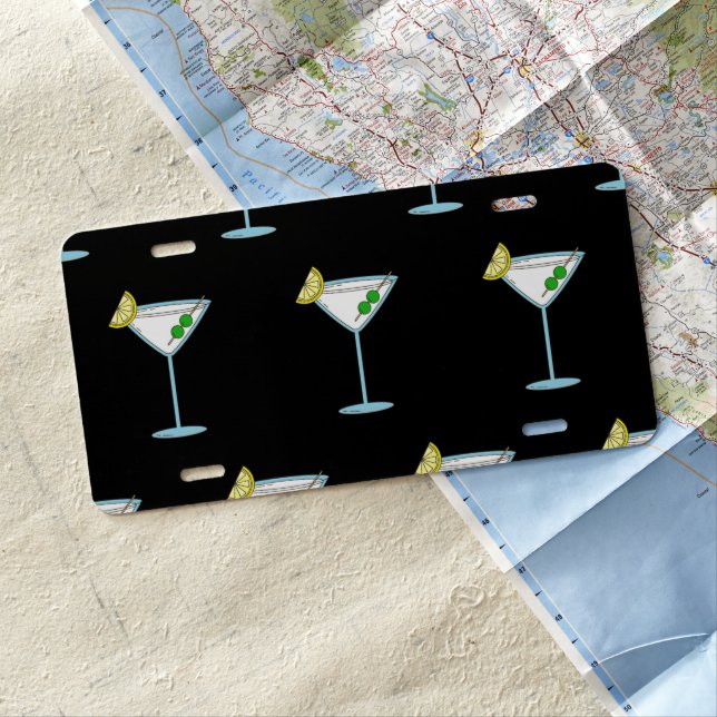 Martini Lovers Cocktail Glass Bartender Alcohol License Plate (In Situ)