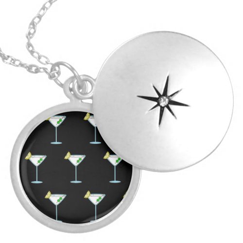 Martini Lovers Cocktail Glass Bartender Alcohol Locket Necklace