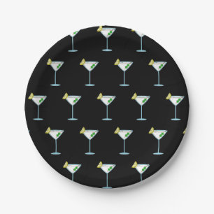 Martini Lovers Cocktail Glass Bartender Alcohol Paper Plates
