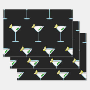 Martini Lovers Cocktail Glass Bartender Alcohol Wrapping Paper Sheets