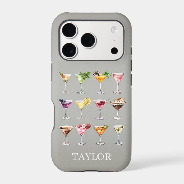 Martini Madness Monogrammed Iphone Case (Back)