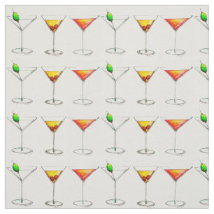 Martini, Manhattan, Cosmo Cocktails Fabric