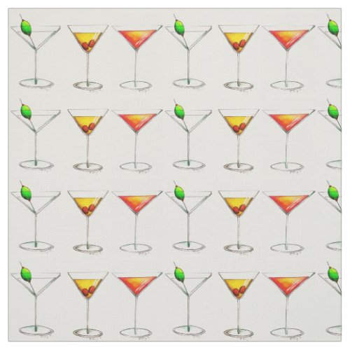 Martini Manhattan Cosmo Cocktails Fabric