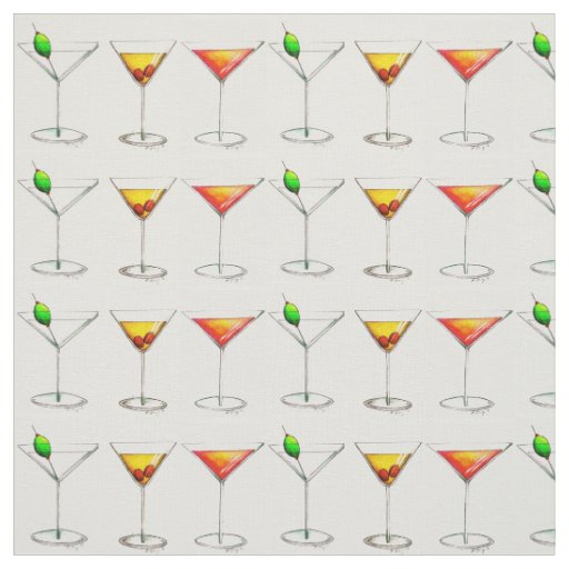 Martini, Manhattan, Cosmo Cocktails Fabric