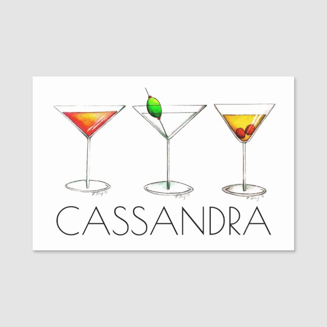 Martini Manhattan Cosmo Cosmopolitan Cocktail Bar Name Tag (Front)