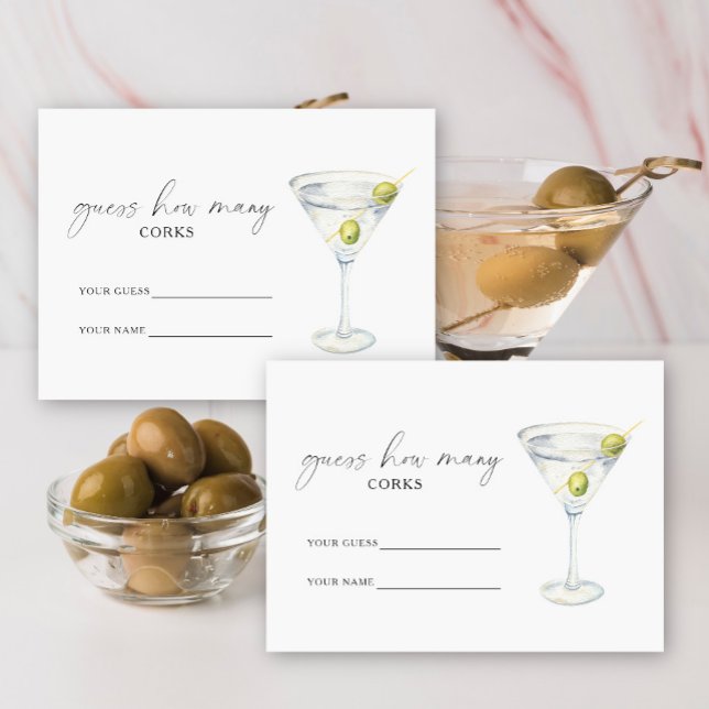 Martini & Matrimony How many corks bridal game Enclosure Card (Creator Uploaded)