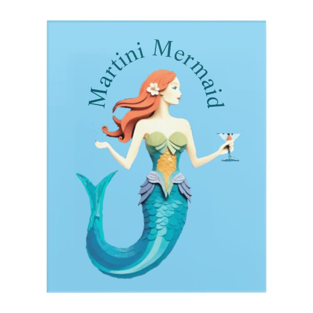 Martini Mermaid Thunder_Cove Acrylic Print (Front)