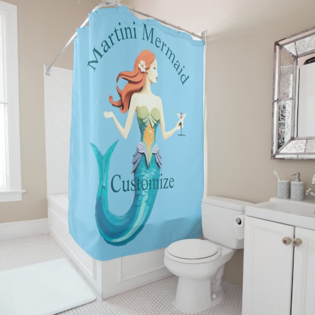 Martini Mermaid Thunder_Cove Shower Curtain (In Situ)