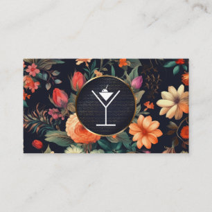Martini / Mixology Floral Background Business Card