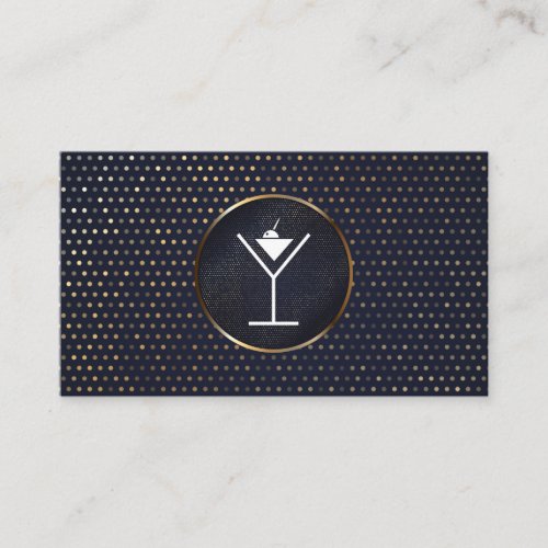 Martini  Mixology  Gold Metallic Speckled Patter Business Card