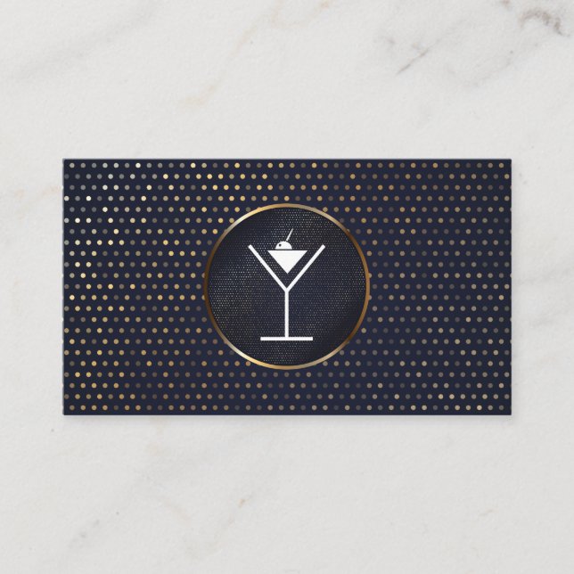 Martini / Mixology | Gold Metallic Speckled Patter Business Card (Front)