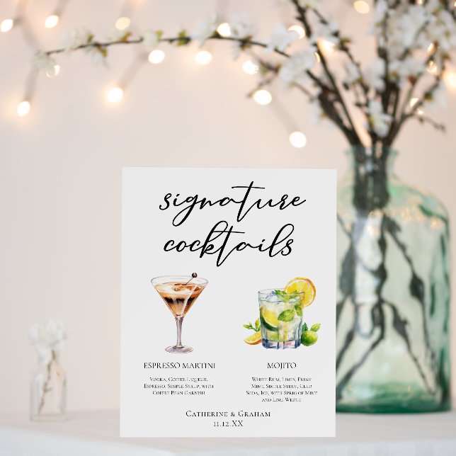 Martini Mojito Signature Cocktails Wedding Menu Foam Board (In Situ (Wedding))